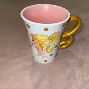 Hallmark Barbie Gold Polka Dot Mug with Gold “B” Handle